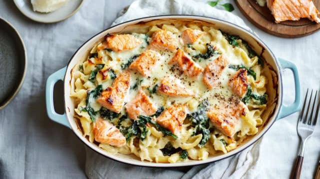 Prosta zapiekanka z łososiem i makaronem, którą pokochasz na obiad Prosta zapiekanka z łososiem i makaronem, którą pokochasz na obiad